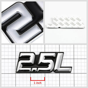 Black/Chrome 2.5L Sign Logo Badge Emblem Polished Decal Plate w/ 3M Tape-Exterior-BuildFastCar
