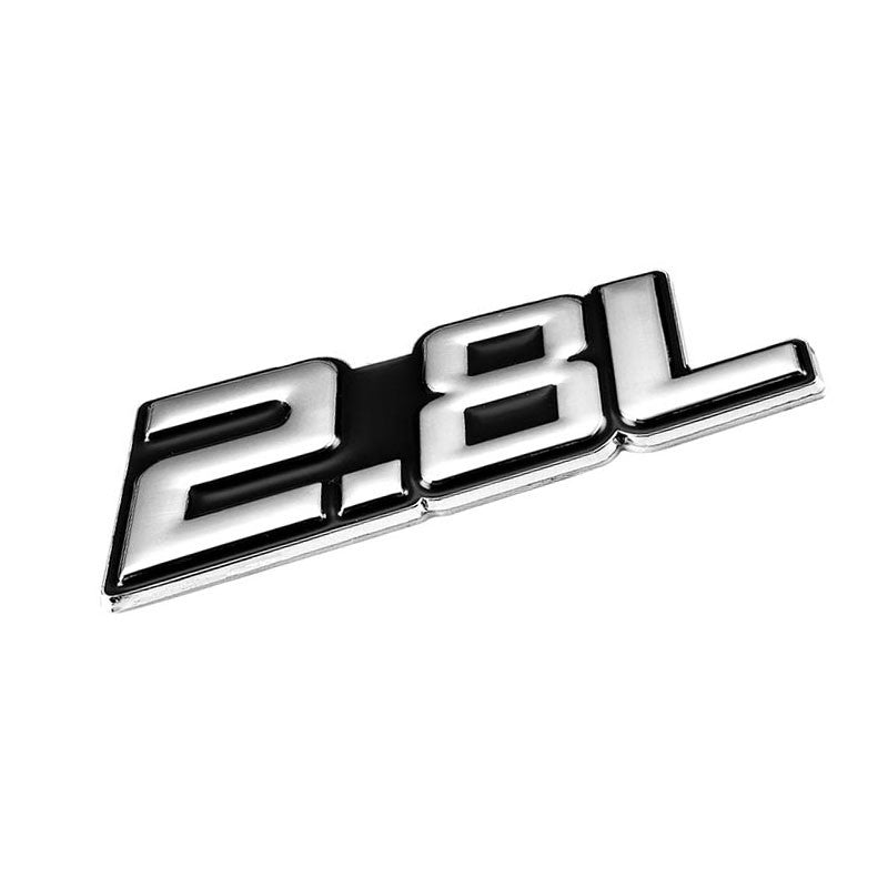 Black/Chrome 2.8L Sign Logo Trunk Badge Emblem Polished Decal Plate w/ 3M Tape-Exterior-BuildFastCar