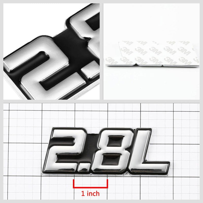 Black/Chrome 2.8L Sign Logo Trunk Badge Emblem Polished Decal Plate w/ 3M Tape-Exterior-BuildFastCar