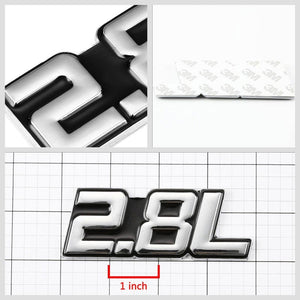 Black/Chrome 2.8L Sign Logo Trunk Badge Emblem Polished Decal Plate w/ 3M Tape-Exterior-BuildFastCar