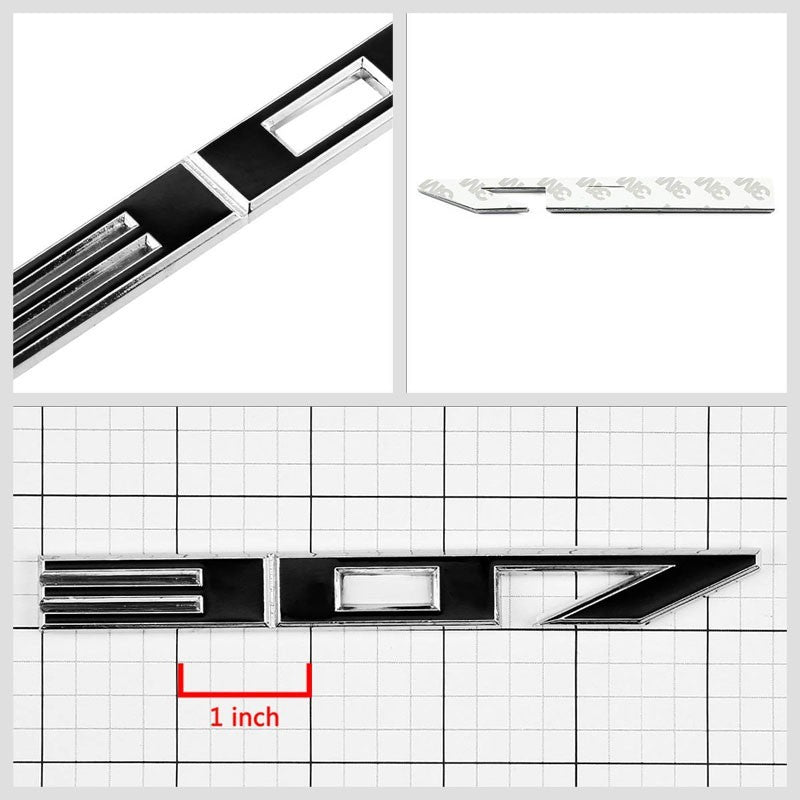 Black/Chrome 307 Cu Number Logo Engine Badge Emblem Decal Plate 3M Sticker-Exterior-BuildFastCar