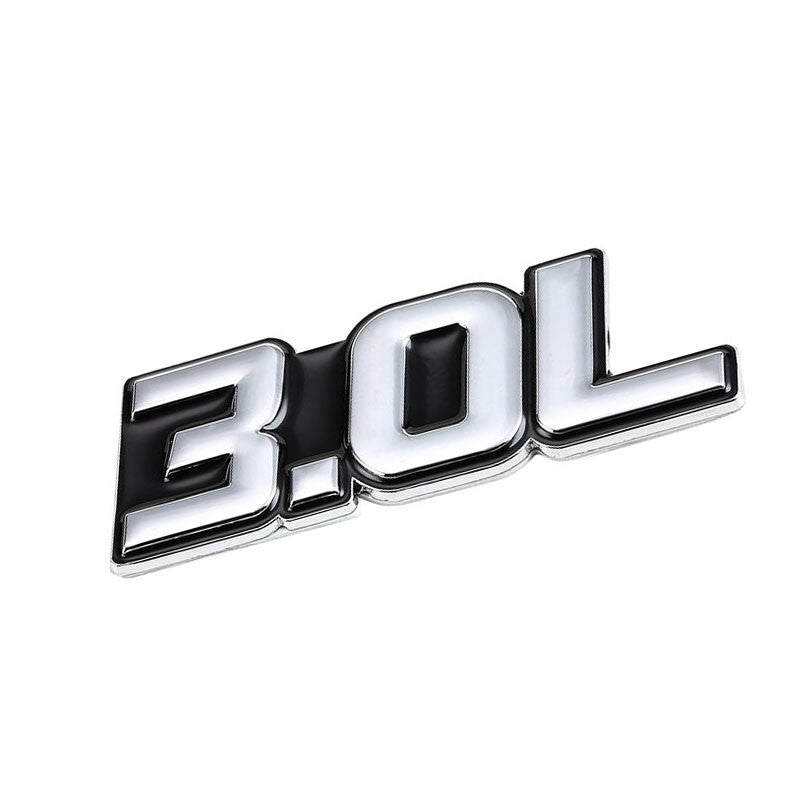Black/Chrome 3.0L Sign Turbo Sport Engine Emblem Metal Decal Plate Sticker Badge-Exterior-BuildFastCar