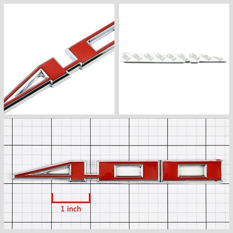 Red/Chrome 400 Letter Logo Engine Trunk Badge Emblem Metal Decal Plate 3M Tape-Exterior-BuildFastCar