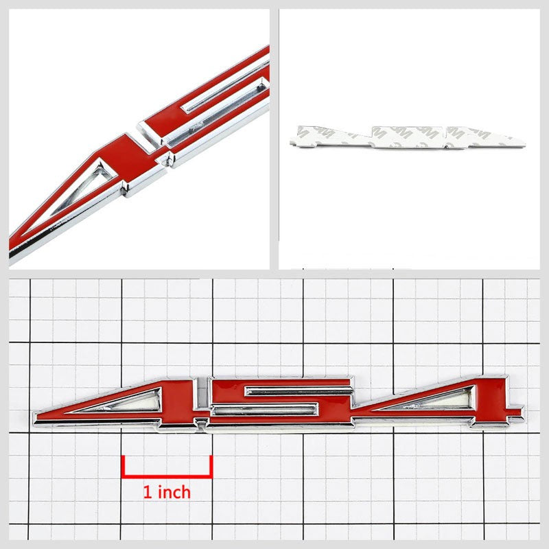Red/Chrome 454 Letter Logo Engine Trunk Badge Emblem Metal Decal Plate 3M Tape-Exterior-BuildFastCar