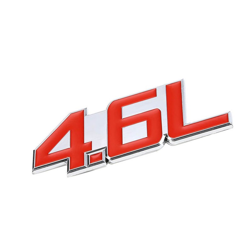 Red/Chrome 4.6L Logo V6 Sport Car Engine Emblem Polished Decal Plate Badge 3M-Exterior-BuildFastCar