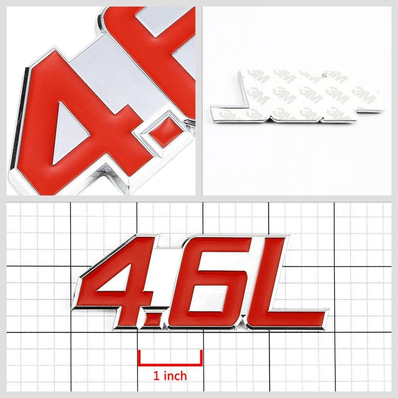 Red/Chrome 4.6L Logo V6 Sport Car Engine Emblem Polished Decal Plate Badge 3M-Exterior-BuildFastCar