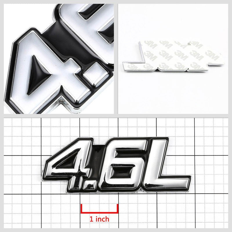 Black/Chrome 4.6L Sign Turbo V8 Sport Engine Emblem Decal Plate Metal Badge-Exterior-BuildFastCar
