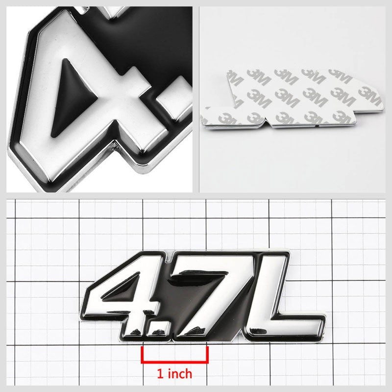 Black/Chrome 4.7L Symbol V8 Engine Auto Trunk Badge Emblem Decal 3M Sticker-Exterior-BuildFastCar