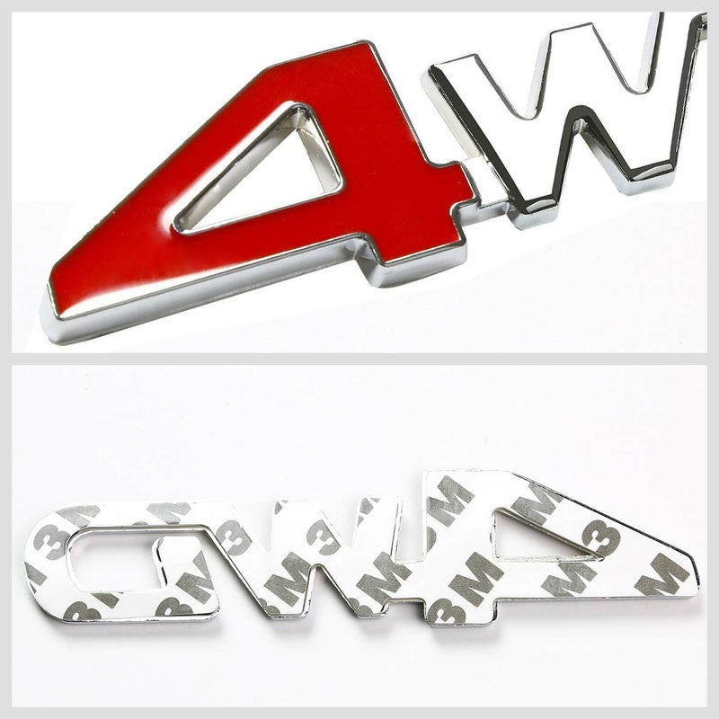 Red/Chrome 4WD Sign Logo Sport Motor rear Trunk Badge Emblem Decal Plate-Exterior-BuildFastCar