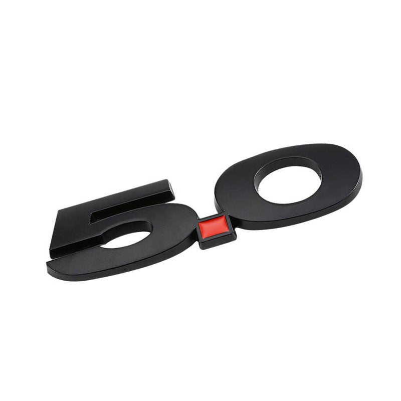 Black/Red 5.0 Number Sign Badge Emblem Trunk Decal 3M Adhesive Sticker-Exterior-BuildFastCar