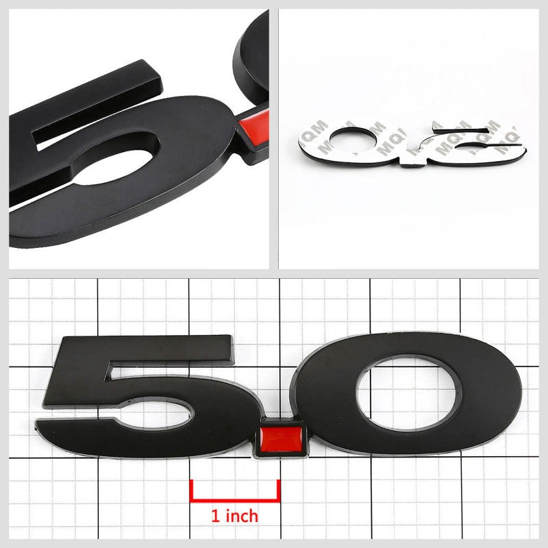 Black/Red 5.0 Number Sign Badge Emblem Trunk Decal 3M Adhesive Sticker-Exterior-BuildFastCar