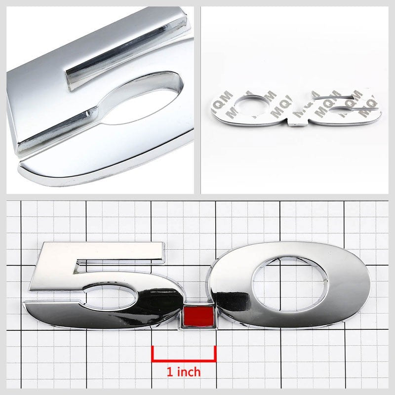 Red/Chrome 5.0 Logo Sign Emblem Sport Trunk Trim Decal Badge 3M Sticker-Exterior-BuildFastCar