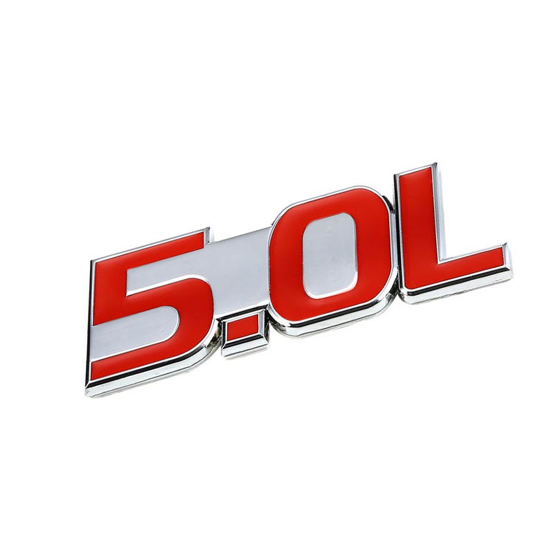 Red/Chrome 5.0L Logo V8 Sport Car Engine Emblem Metal Decal Plate Badge 3M-Exterior-BuildFastCar