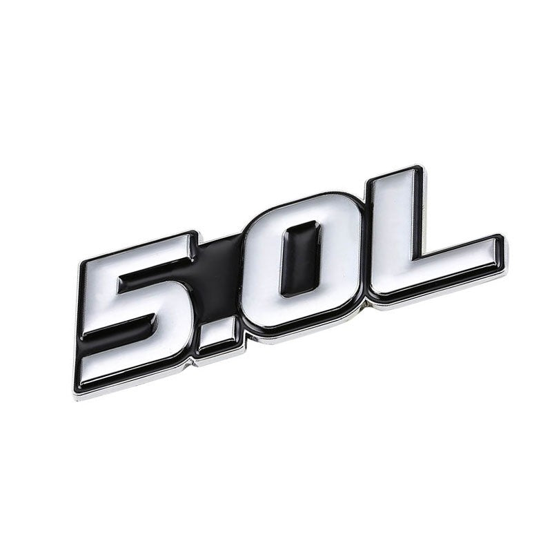 Black/Chrome 5.0L Sign Turbo V8 Sport Engine Emblem Decal Plate Sticker Badge-Exterior-BuildFastCar