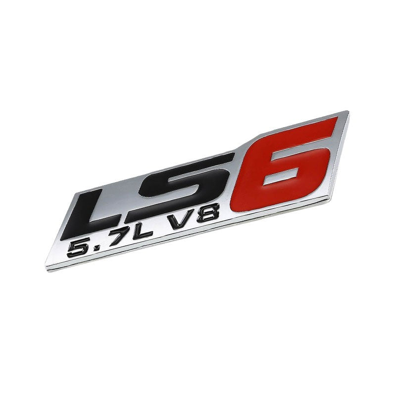 Black/Red 5.7 / LS6 Plate Engine Car Trunk Badge Emblem Metal Decal 3M Sticker-Exterior-BuildFastCar