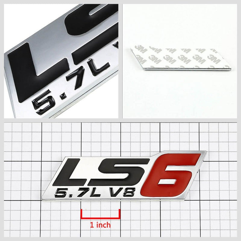 Black/Red 5.7 / LS6 Plate Engine Car Trunk Badge Emblem Metal Decal 3M Sticker-Exterior-BuildFastCar