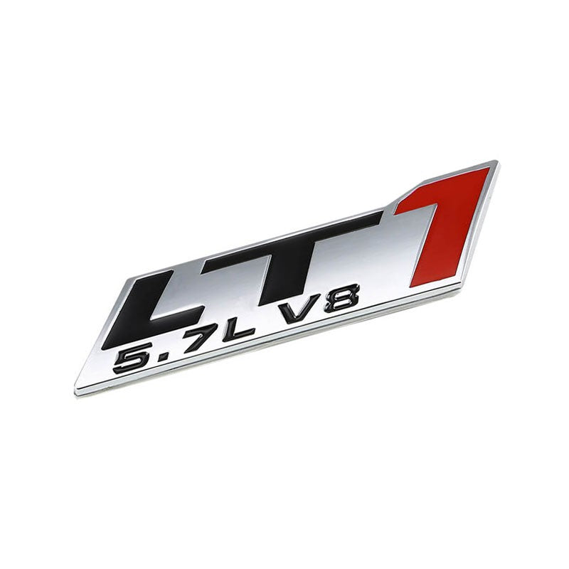 Black/Red/Chrome 5.7L LT1 V8 Engine Trunk Badge Emblem Plate Decal 3M Sticker-Exterior-BuildFastCar