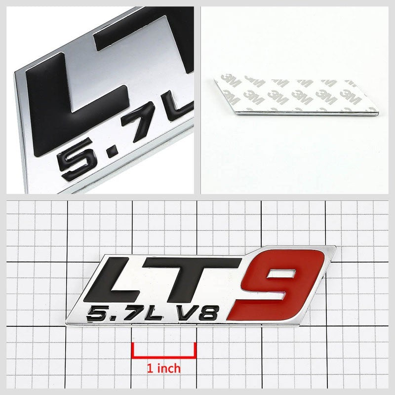 Black/Red/Chrome 5.7L LT9 V8 Engine Sport Trunk Badge Emblem Plate Decal 3M-Exterior-BuildFastCar