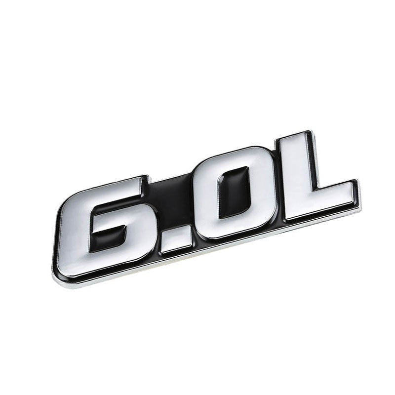 Black/Chrome 6.0L Symbol Pickup Engine Car Trunk Badge Emblem Decal 3M Sticker-Exterior-BuildFastCar