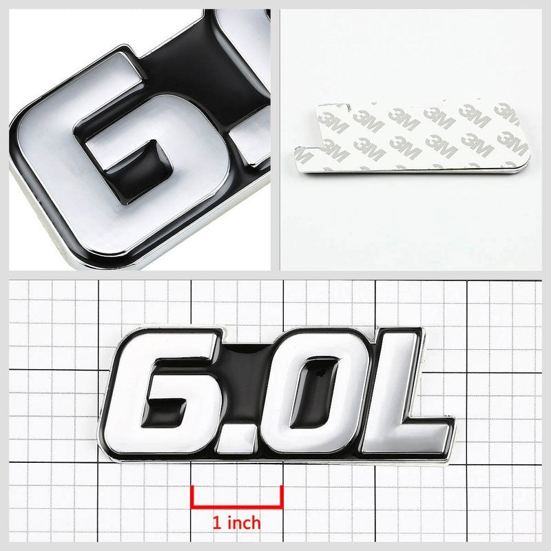 Black/Chrome 6.0L Symbol Pickup Engine Car Trunk Badge Emblem Decal 3M Sticker-Exterior-BuildFastCar
