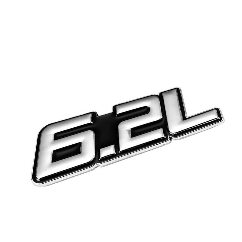 Black/Chrome 6.2L Symbol V8 Luxury Car Badge Emblem Metal Plate Decal 3M Sticker-Exterior-BuildFastCar