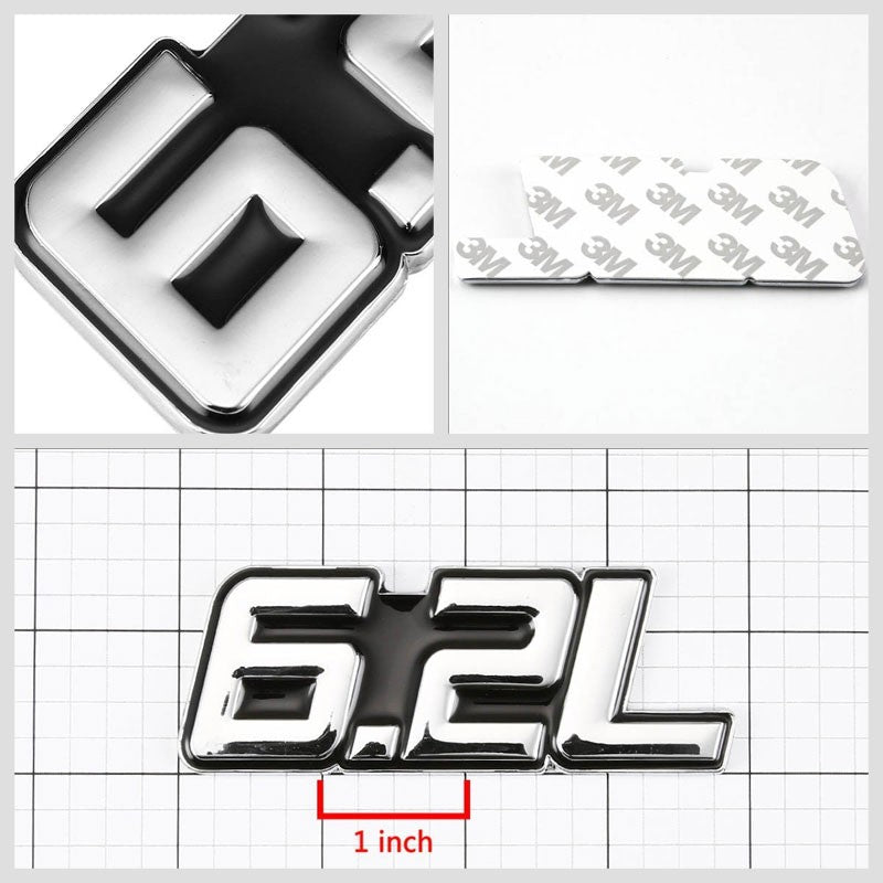 Black/Chrome 6.2L Symbol V8 Luxury Car Badge Emblem Metal Plate Decal 3M Sticker-Exterior-BuildFastCar