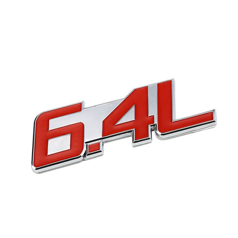 Red/Chrome 6.4L Sign V8 Engine Auto Trunk Badge Emblem Decal 3M Adhesive-Exterior-BuildFastCar
