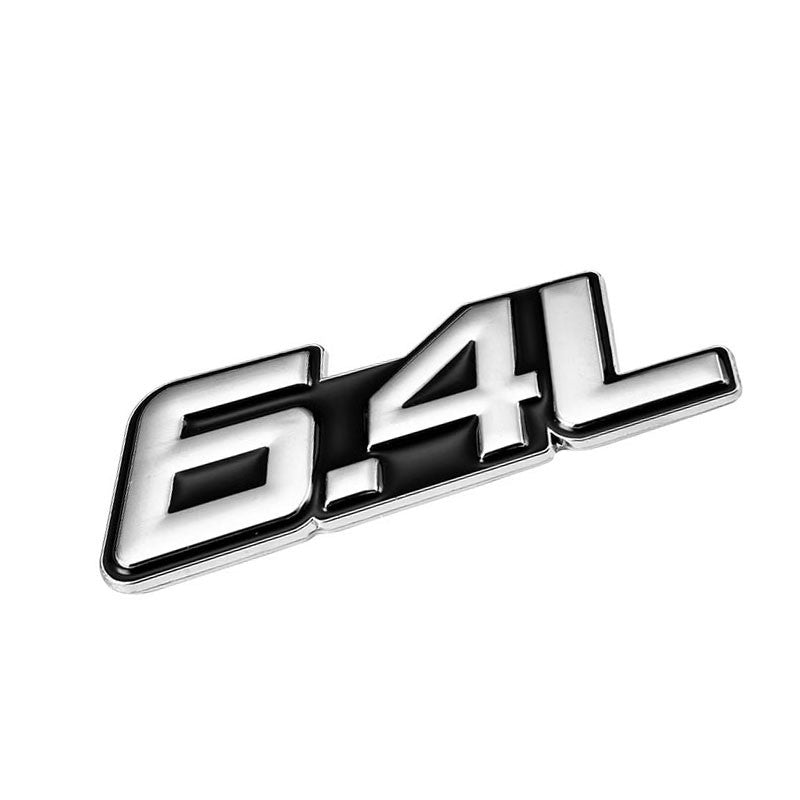 Black/Chrome 6.4L Symbol V8 Engine Auto Trunk Badge Emblem Decal 3M Tape-Exterior-BuildFastCar