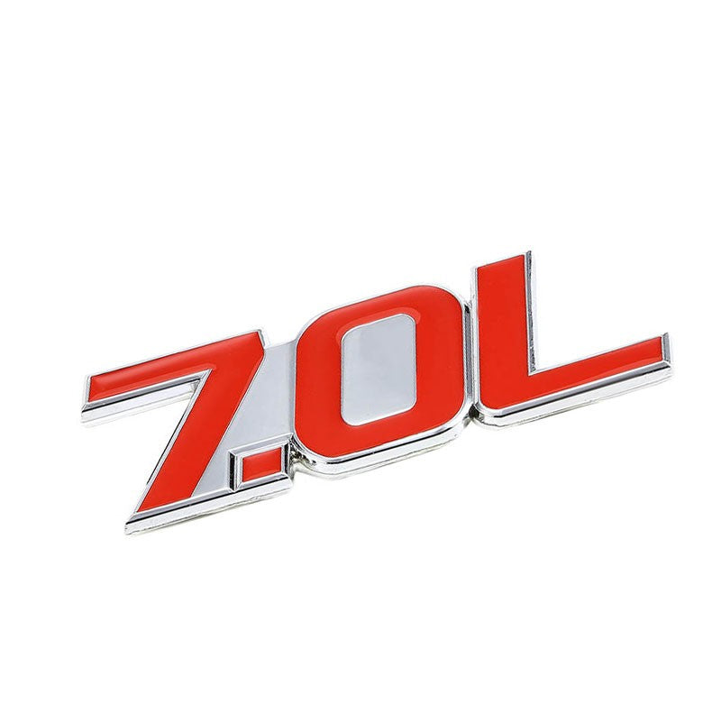 Red/Chrome 7.0L Sign V8 Engine Auto Trunk Badge Emblem Decal 3M Adhesive-Exterior-BuildFastCar