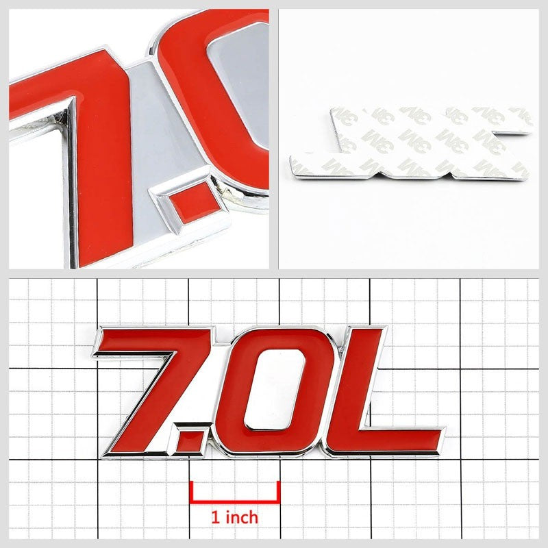 Red/Chrome 7.0L Sign V8 Engine Auto Trunk Badge Emblem Decal 3M Adhesive-Exterior-BuildFastCar