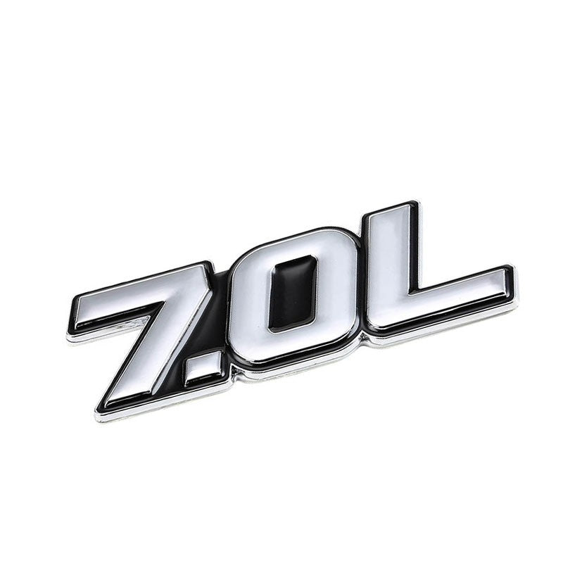 Black/Chrome 7.0L Symbol V8 Engine Auto Trunk Badge Emblem Decal 3M Tape-Exterior-BuildFastCar