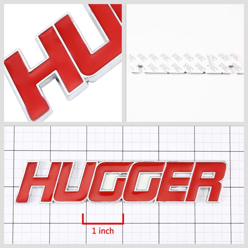 Red HUGGER Logo Sign Plate Trunk Badge Emblem Metal Decal Plate 3M Adhesive-Exterior-BuildFastCar