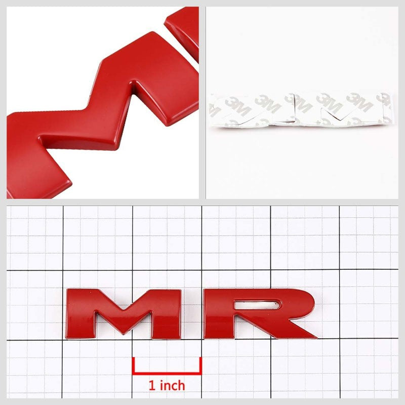Red MR Logo Sign Name Sport Trunk Badge Emblem Metal Decal Plate 3M Adhesive-Exterior-BuildFastCar