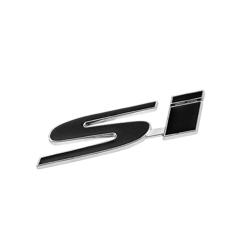 Black/Chrome Si Letter Logo JDM Rear Car Auto Trunk Badge Emblem Decal 3M Tape-Exterior-BuildFastCar