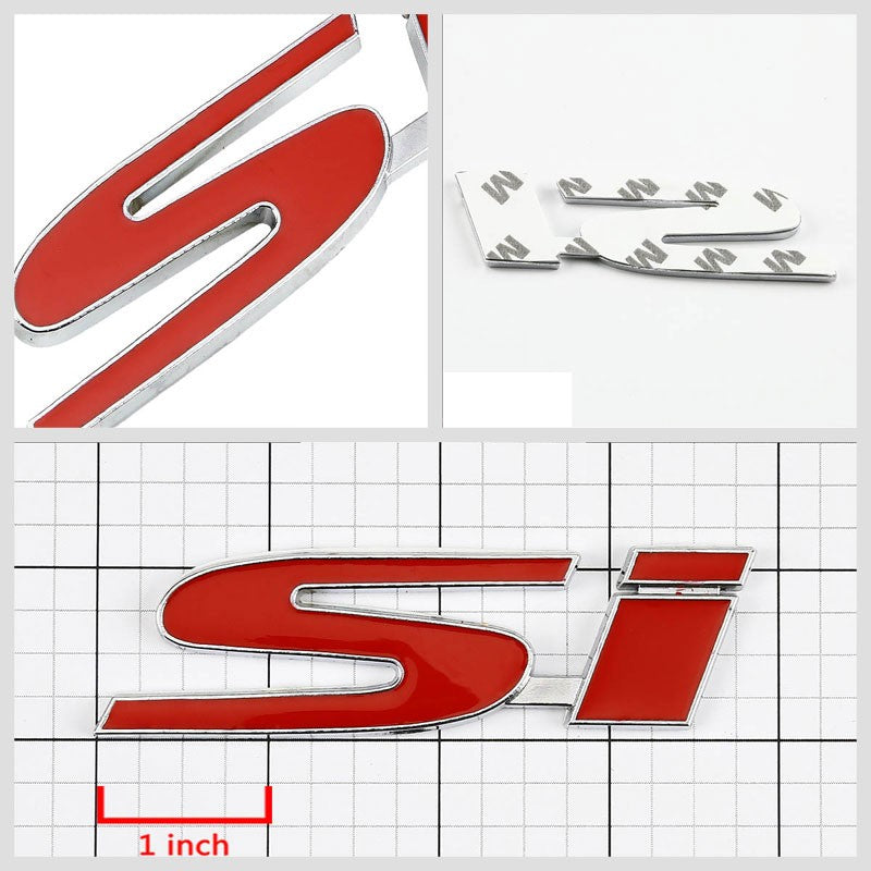Red/Chrome SI Sign Logo Engine Sport Auto Trunk Badge Emblem Metal Decal 3M-Exterior-BuildFastCar