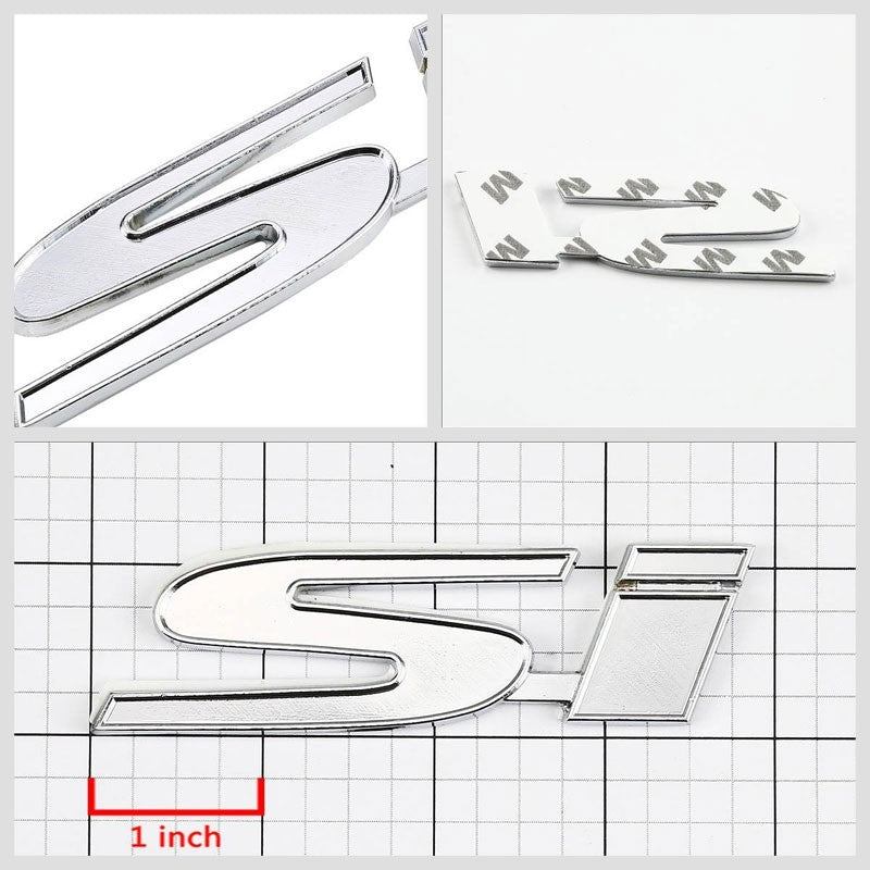 Chrome Si Logo Name Engine JDM Trunk Trim Badge Emblem Decal Adhesive Sticker-Exterior-BuildFastCar