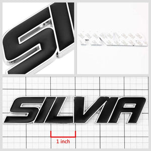 Black Silvia Letter Logo Sign S13 Engine Badge Emblem Metal Plate Decal 3M Tape-Exterior-BuildFastCar