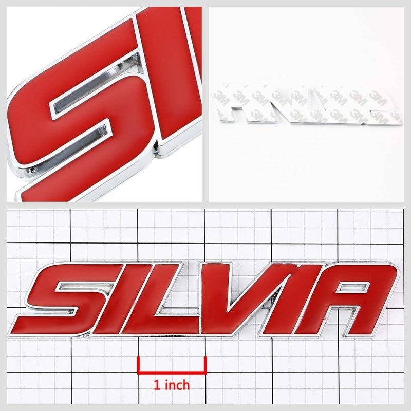 Red SILVIA Logo Sign Name 240 S13 S14 Car Trunk Badge Emblem Decal Plate 3M-Exterior-BuildFastCar