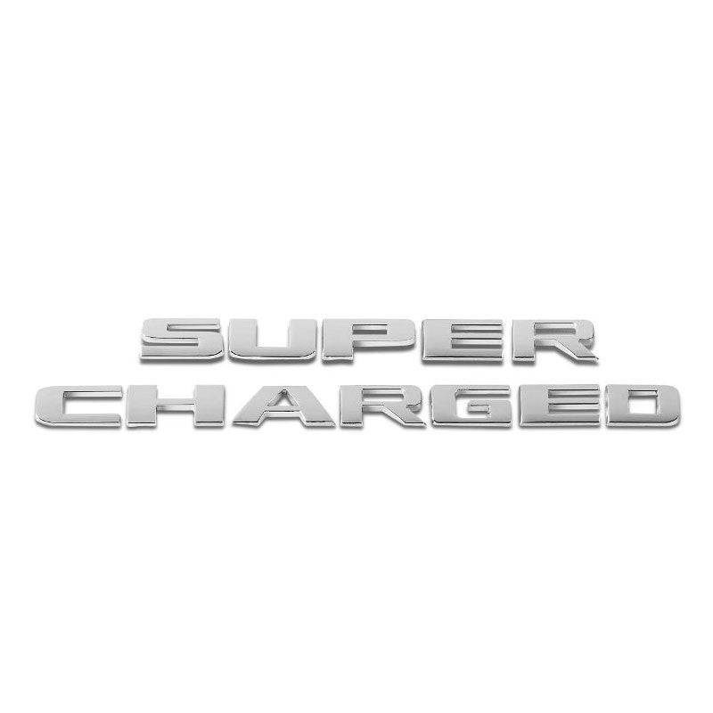 Chrome SUPER CHARGED Lettering Sign Logo Auto Trunk Text Badge Emblem Decal-Exterior-BuildFastCar