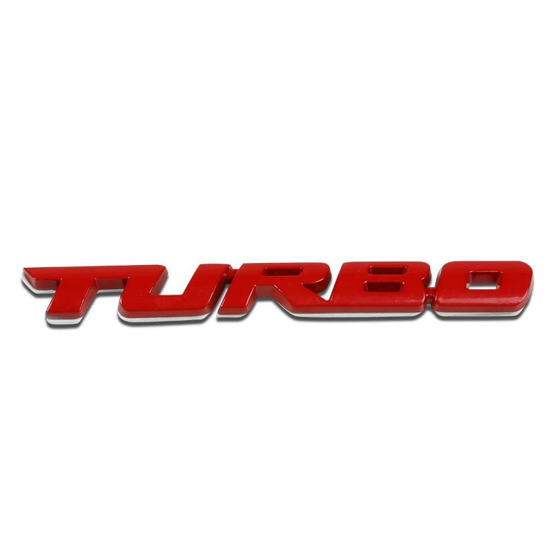 Red Turbo Letter Logo Sport race Trunk Badge Hood Emblem Decal Sticker-Exterior-BuildFastCar
