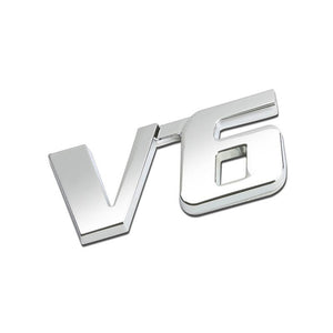 Chrome V6 Sign Logo Symbol Rear Trunk Badge Emblem Decal 3M Adhesive Sticker-Exterior-BuildFastCar