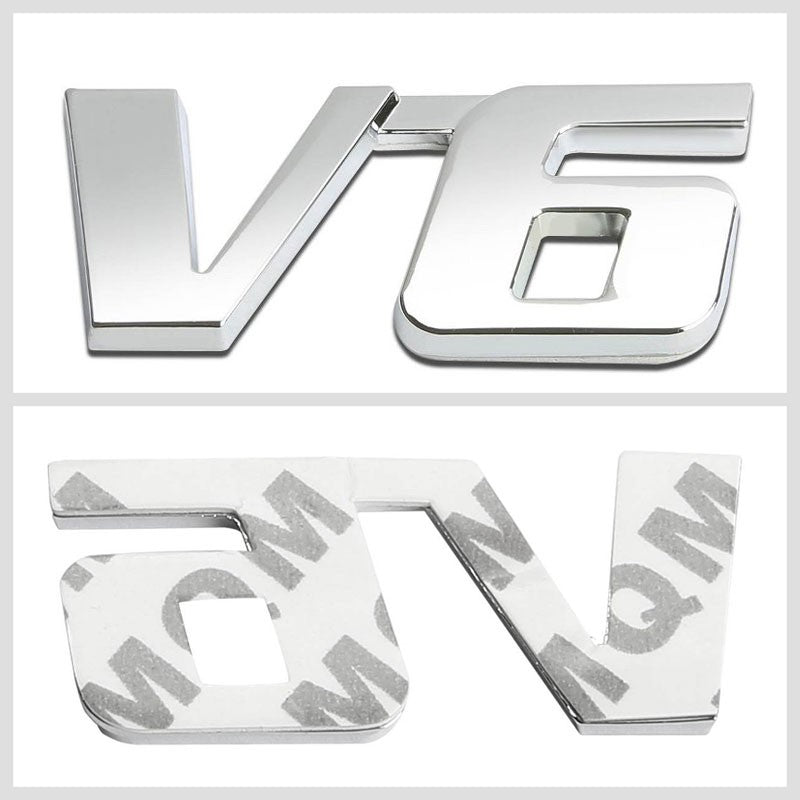 Chrome V6 Sign Logo Symbol Rear Trunk Badge Emblem Decal 3M Adhesive Sticker-Exterior-BuildFastCar