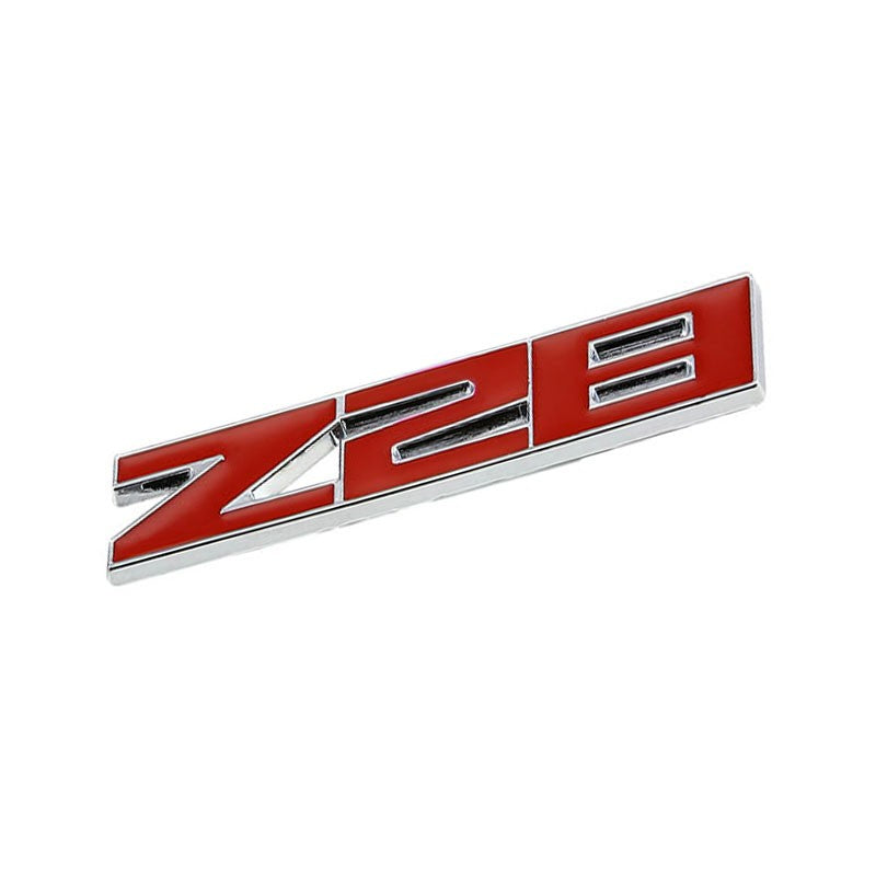 Red/Chrome Z28 Logo Sign Turbo Engine Sport Car Badge Emblem Decal Plate w/ 3M-Exterior-BuildFastCar