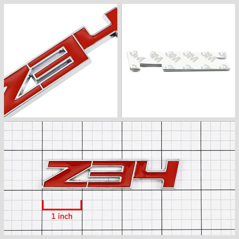 Red/Chrome Z34 Logo Sign 3.7L Engine Sport Car Badge Emblem Metal Decal Plate-Exterior-BuildFastCar