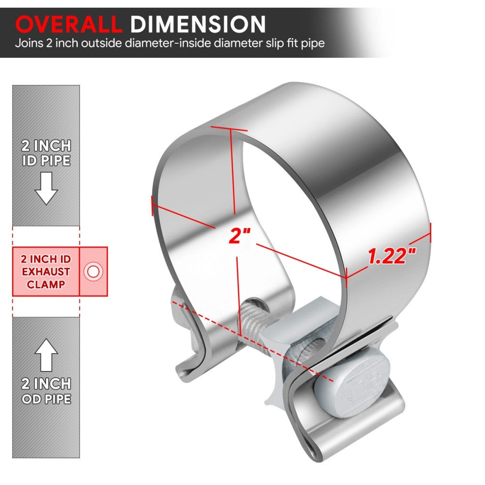 1X BFC 2.00" Exhaust Muffler Pipe Tube Narrow Band Clamp Sleeves 53-EPC-1001