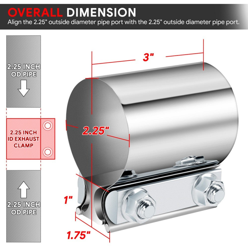 1X BFC 2.25" Exhaust Muffler Pipe Tube Butt Joint Band Clamp Sleeves 53-EPC-1006