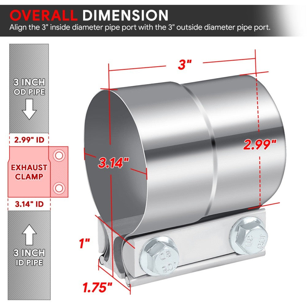 1X BFC 3.00" Exhaust Muffler Pipe Tube Lap Joint Band Clamp Sleeves 53-EPC-1014