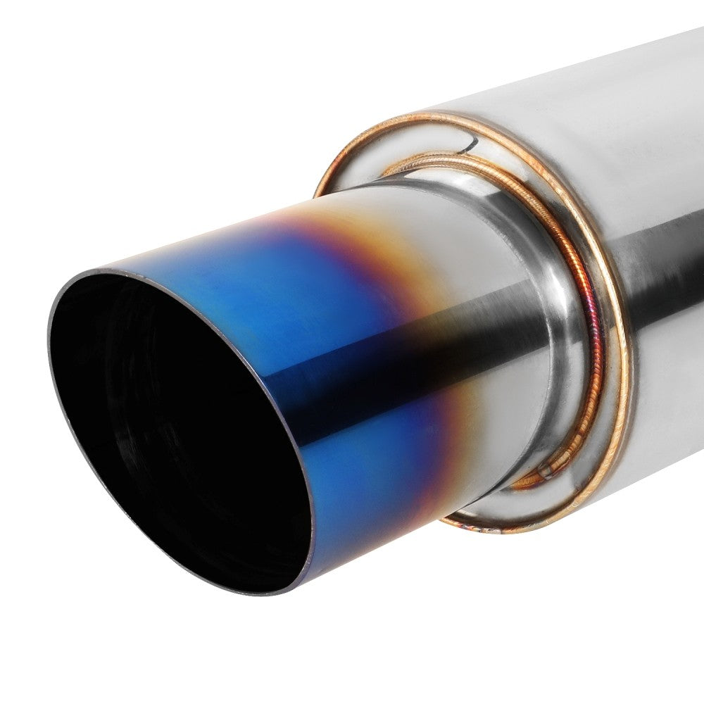 Exhaust Muffler 2'' Inlet 3'' Diagonal Cut Burnt Titanium Tip BFC-MUF-1001-TYA