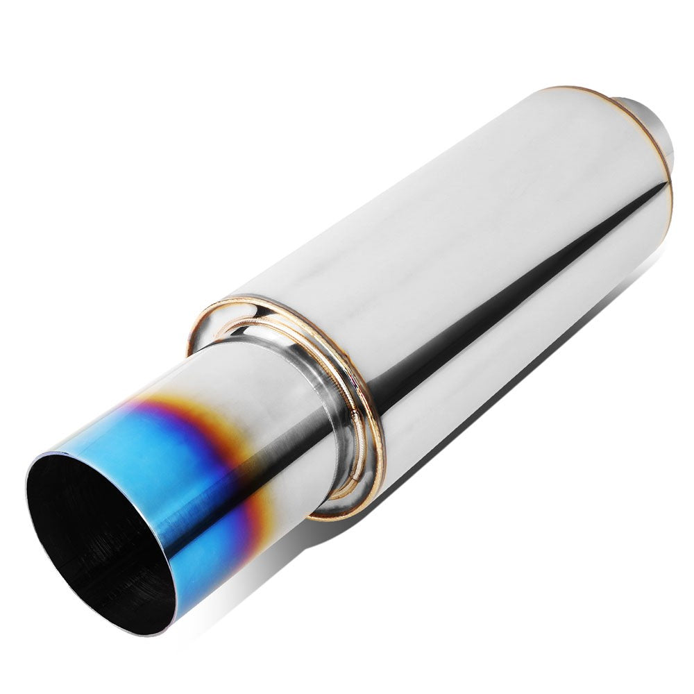 Exhaust Muffler 2.25''Inlet 3'' Straight Cut Burnt Titanium Tip BFC-MUF-1002-TYB