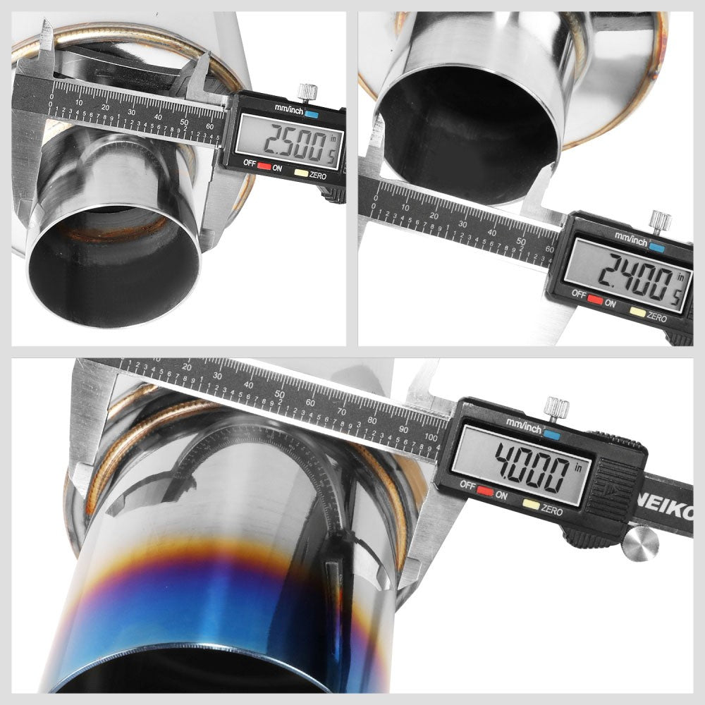 Exhaust Muffler 2.5'' Inlet 4'' Straight Cut Burnt Titanium Tip BFC-MUF-1003-TYB